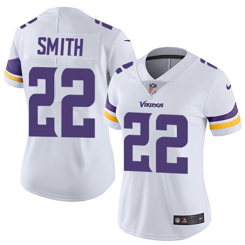 Women 2019 Minnesota Vikings #22 Smith white Nike Vapor Untouchable Limited NFL Jersey->women nfl jersey->Women Jersey